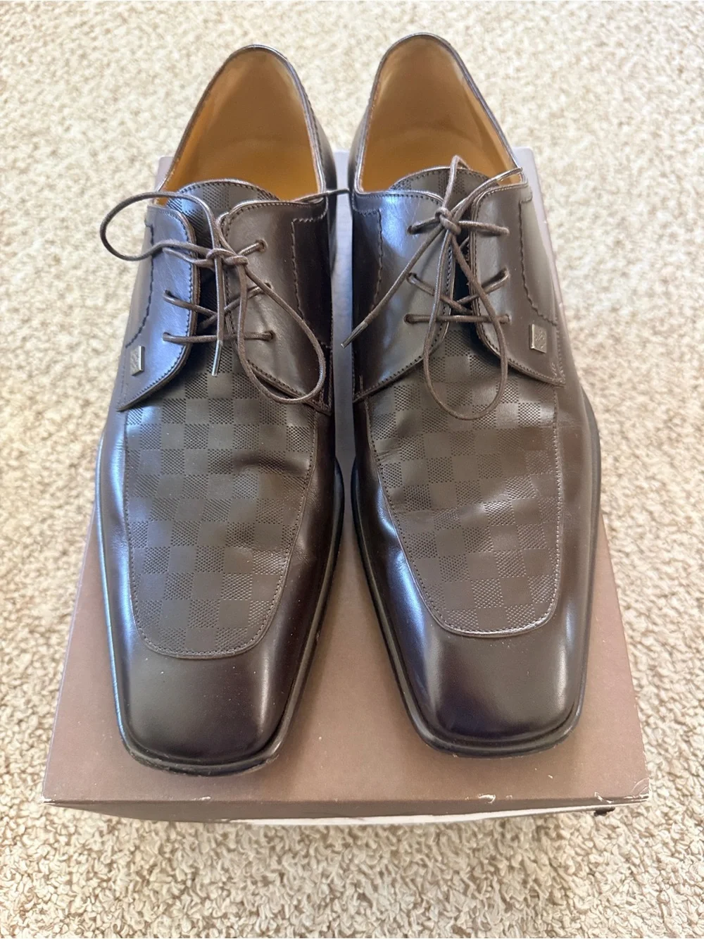 Louis Vuitton Men's Dark Brown Leather Oxford Shoes